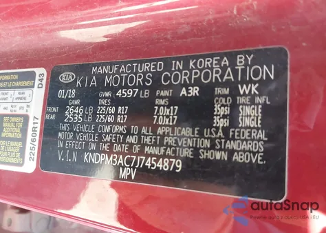 2018 Kia Sportage Lx z USA, uszkodzony, nr VIN KNDPM3AC7J7454879